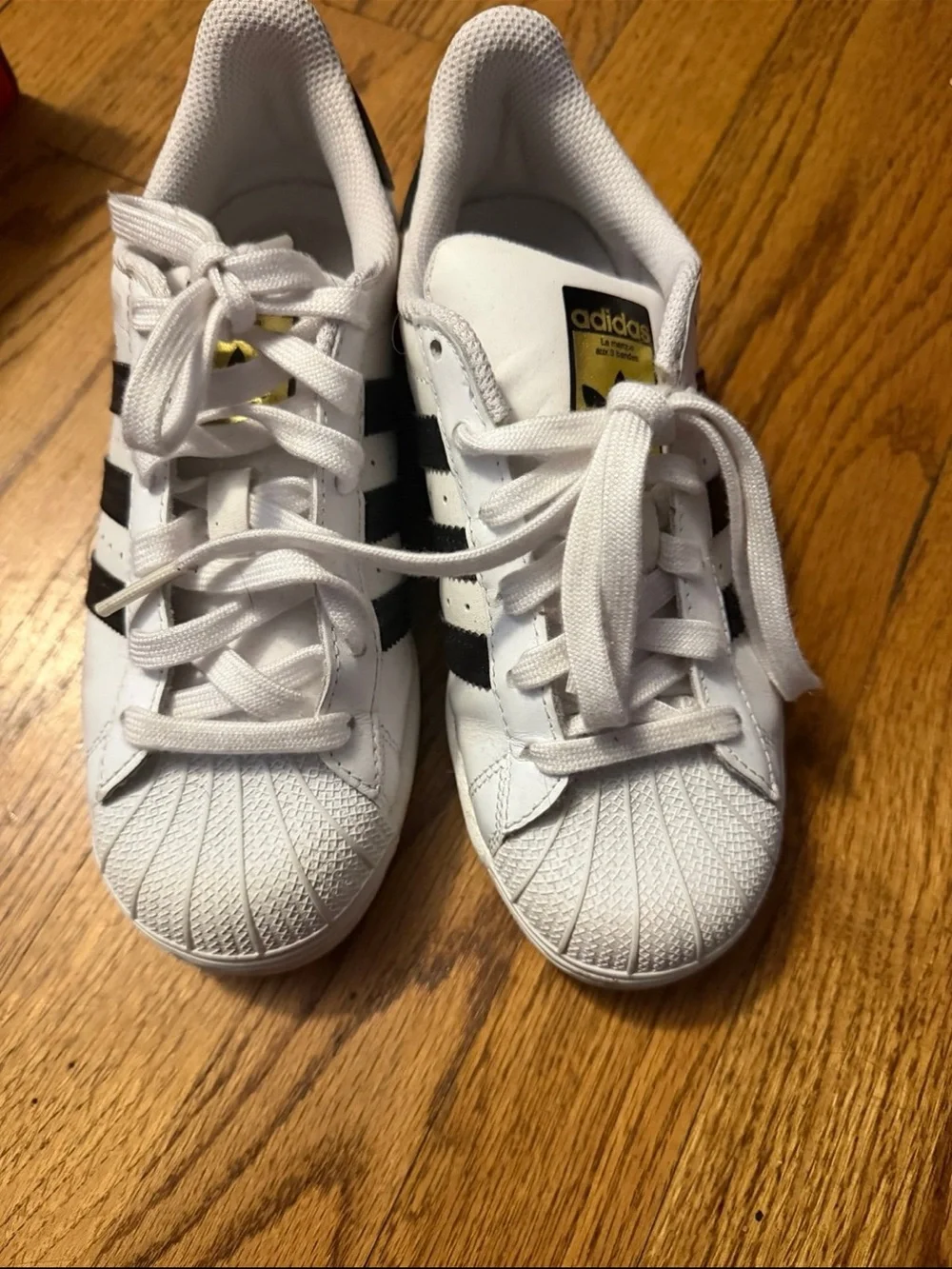 adidas Kids Superstar Sneakers - White with Black Stripes